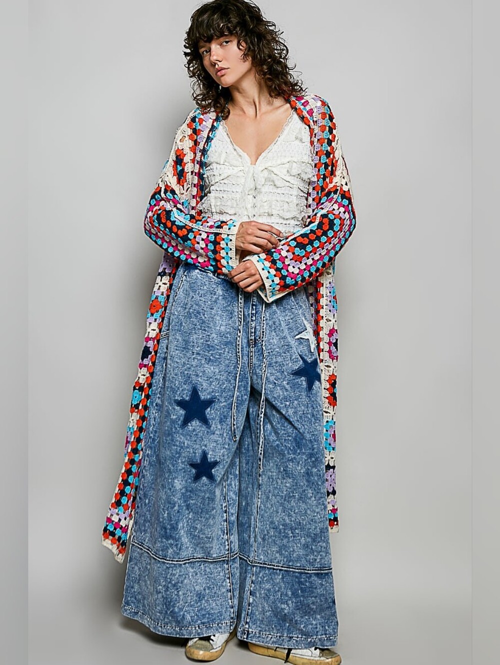 NWT Long Granny Crochet Cardigan One Size